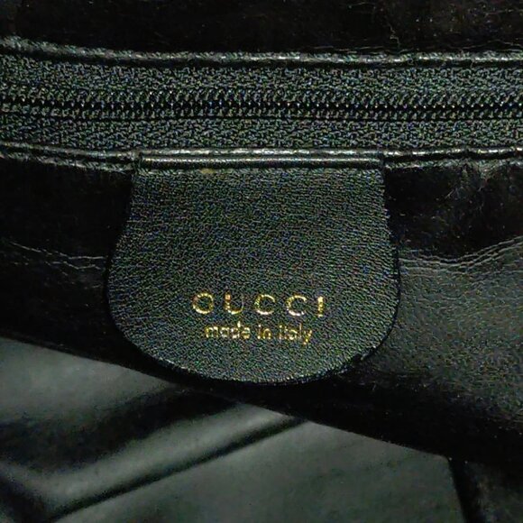 Auth GUCCI Bamboo Black Leather Shoulder Bag - Picture 10 of 10